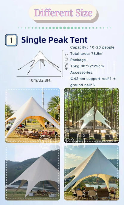 Star Canopy Tent 900D Oxford Cloth  Single Double Pole Octopus Shape Stretch Outdoor Peak Starshade for Camping And Picnics