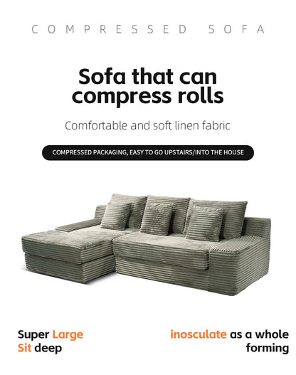Modern Luxury Velvet L-shaped Compression Sofa Bed Set, Adjustable Function Durable Design, for Living Room Boneless Sofa