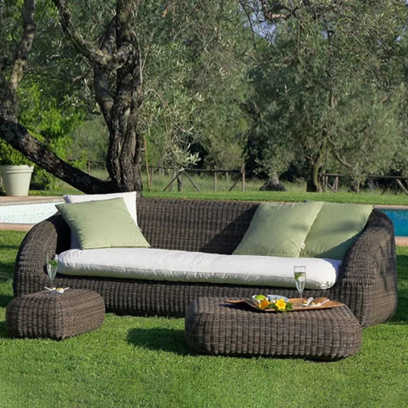 Outdoor courtyard rattan sofa rattan chair leisure sun room outdoor garden terrace round rattan sofa chair open-air furniture