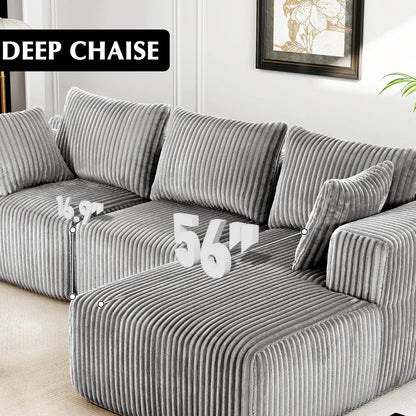 Modular Sectional Sofa for Living Room L Shaped Boneless Couch, Sofa Bed Memory Foam Couches with Chaise