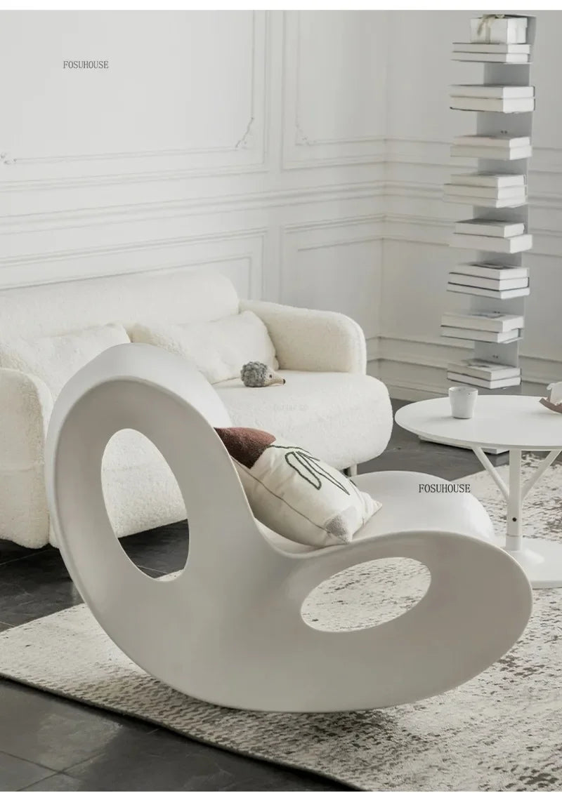European Plastic Living Room Chairs Creative Rocking Chair Living Room Furniture Lazy Single Sofa Chair Designer Lounge Chair