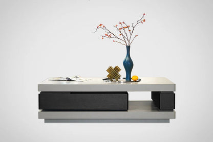 TQQ minimalist light luxury villa coffee table smoked wood color baking paint rotating storage modern simplicity
