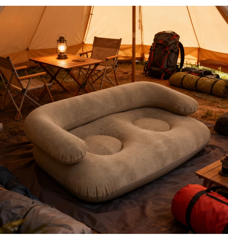 Double Inflatable Air Sofa Two-Seater Lazy Couch Heavy Duty Leak Proof Inflatable Lounge Furniture Indoor Outdoor Camping