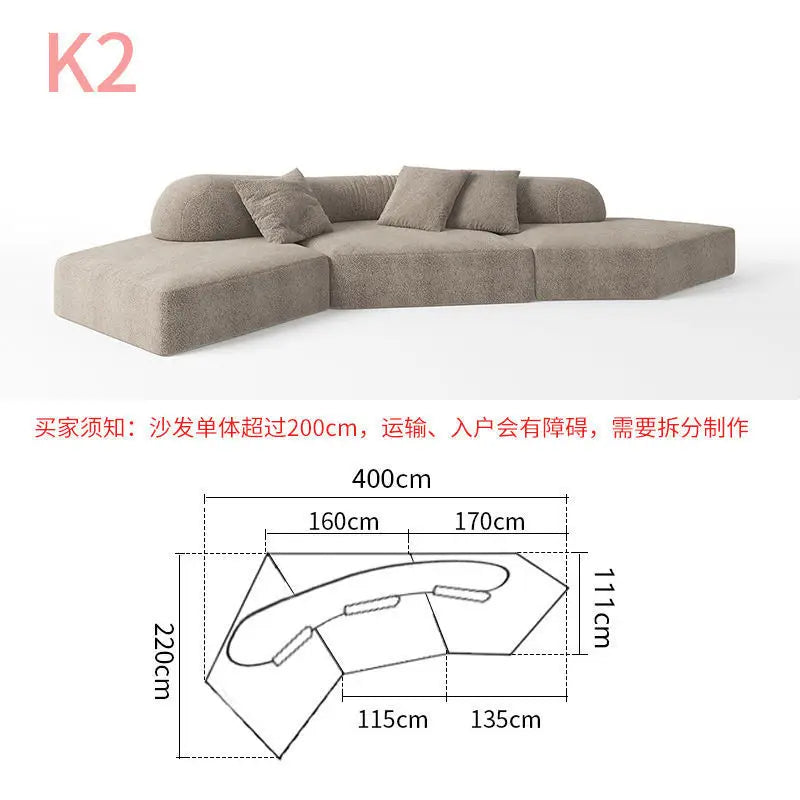 Fabric Sofa Combination Villa Large Apartment Sitting Italian Rock Irregular Special-shaped Large Flat Edta Double-sided