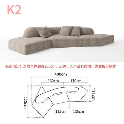 Fabric Sofa Combination Villa Large Apartment Sitting Italian Rock Irregular Special-shaped Large Flat Edta Double-sided