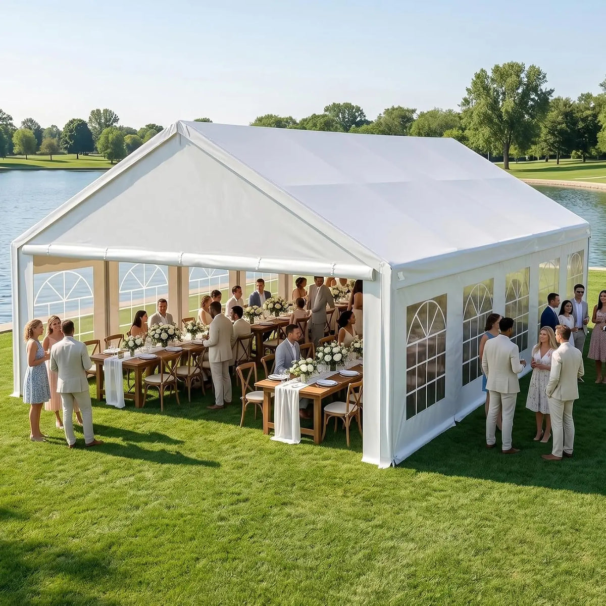 20x30ft Party Tent Heavy Duty with Removable Sidewalls White, Custom