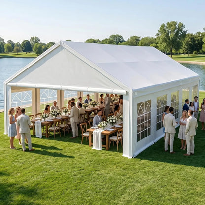 20x30ft Party Tent Heavy Duty with Removable Sidewalls White, Custom