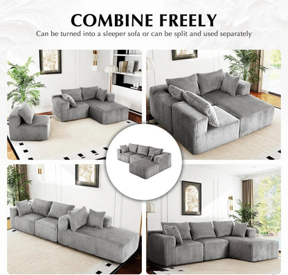 Modular Sectional Sofa for Living Room L Shaped Boneless Couch, Sofa Bed Memory Foam Couches with Chaise