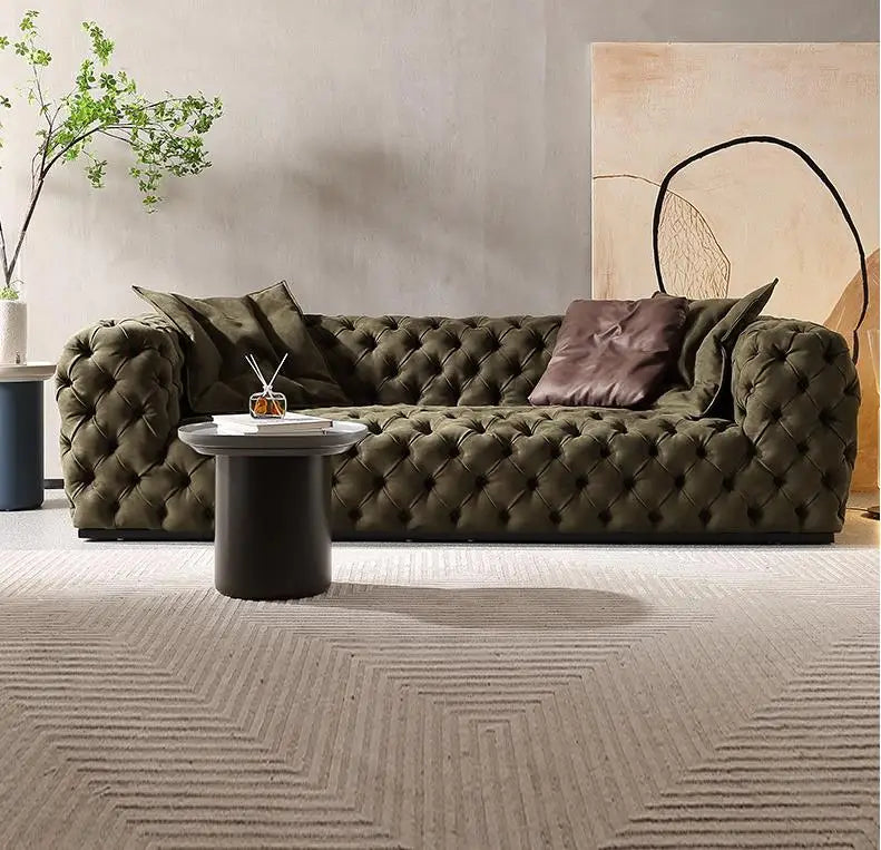 Modern Luxury Microfiber Fabric Villa Sofa Set Light Leather Love Seat for Living Room-High Quality Hot Sale Couch