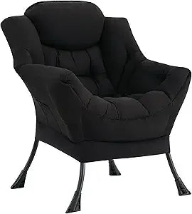 Lazy Chair with Ottoman, Modern Accent Leisure Upholstered Lazy Sofa , Contemporary Lounge Reading Chair with Armrests