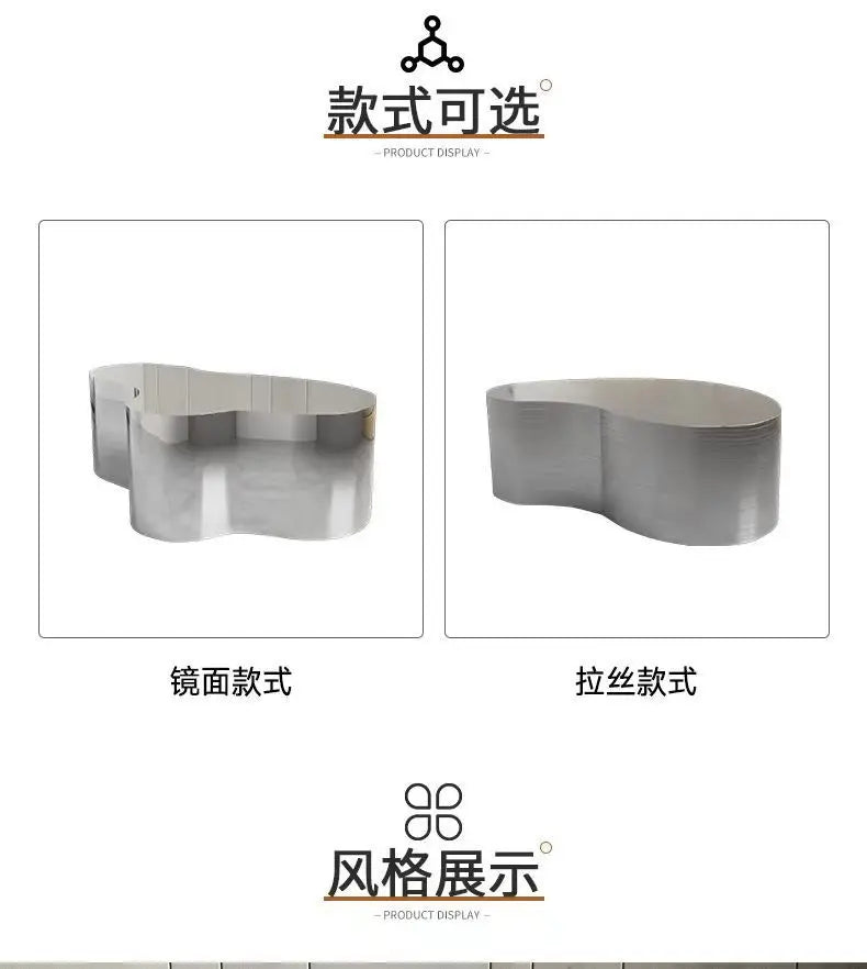 Creative Shape Stainless Steel Light Luxury Mirror Reception Coffee Table Living Room Tea Table Coffee Irregular Table