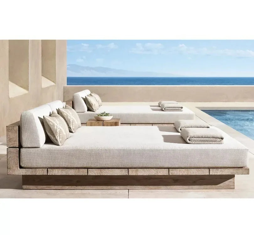 nvNordic Creative Outdoor Garden Sofa Waterproof Sunscreen Teak Do Old Outdoor Sofa Combination Outdoor Furniture&