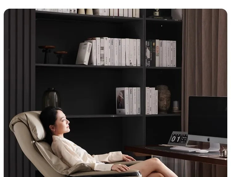 Senior Leather Office Chairs Ergonomic Comfortable Adjust Recliner Office Chairs Mobile Luxurious Furniture Silla Oficina LXOC