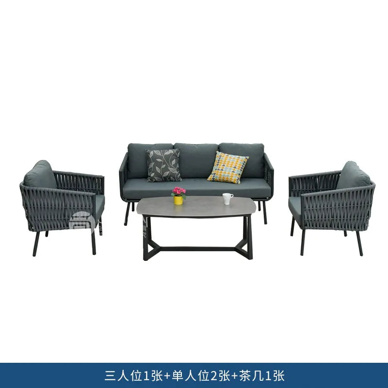 Outdoor villa courtyard rattan sofa furniture hotel bed and breakfast balcony sofa chair bed and breakfast terrace garden sofa c