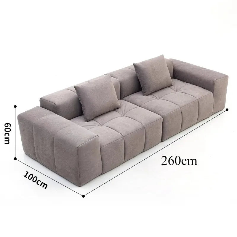 Full Sponge Compressed Fabric Sofa Modern Simple Living Room Couch Tofu Block Sofa Small Apartment Straight Row Combination Sofa