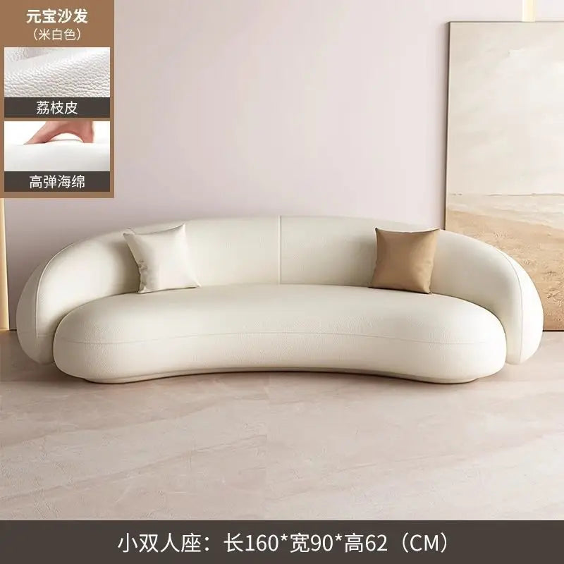 Nordic Internet celebrity living room light luxury beauty salon reception cream ins wind leisure area curved sofa