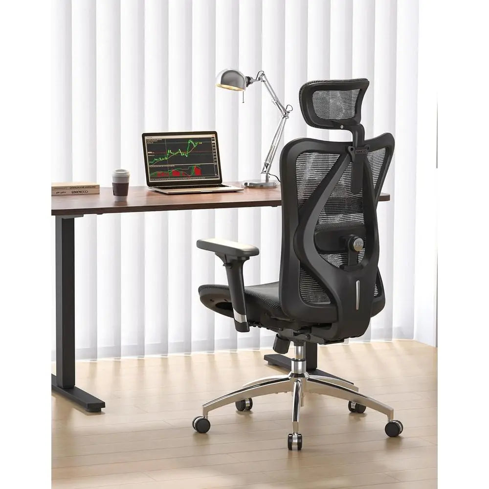 Ergonomic High-Back Mesh Office Chair with 3D Armrests, Lumbar Support, Adjustable Seat, Comfortable for Big & Tall, Supports Up