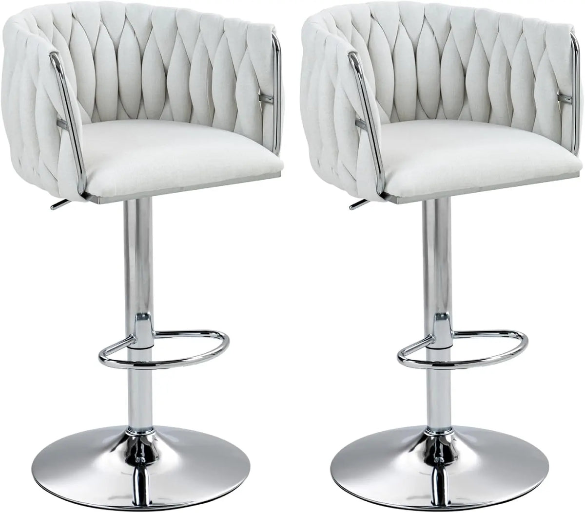 Swivel Kitchen Bar Stools Set of 2 Woven Counter Height Stools Adjustable Height 25