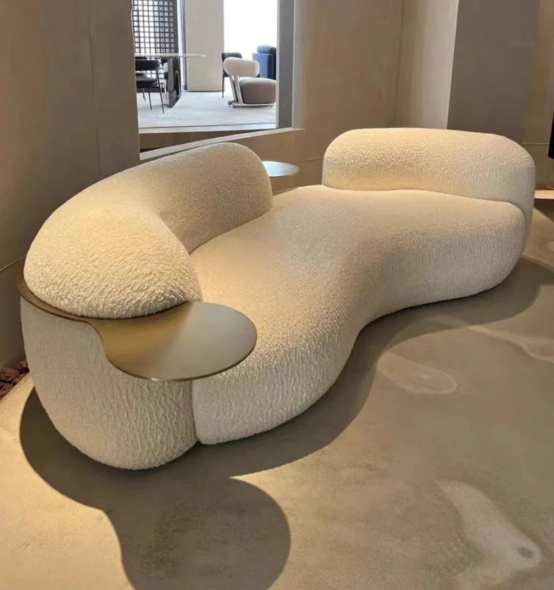 Cream wind pea sofa Italian minimalist light luxury modern living room Internet celebrity creative
