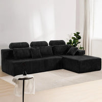 "High Backrest L-Shape Modular Sectional Sofa with Cloud Corduroy, Convertible Chaise for Left or Right Side, Bonel"