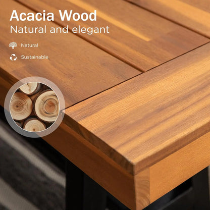 63in Acacia Wood Backless Outdoor Bench for 3, Oil Finished Patio Garden Porch Yard Furniture, Customized