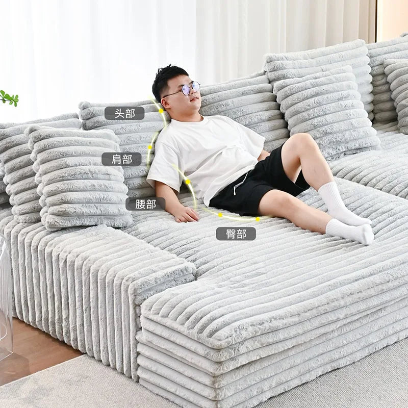 Modern Vacuum Compressed Sofa Plush Corduroy Sectional Sofa Living Room Bedroom Recliner Lazy Sofa Bed Furniture Packing in Box