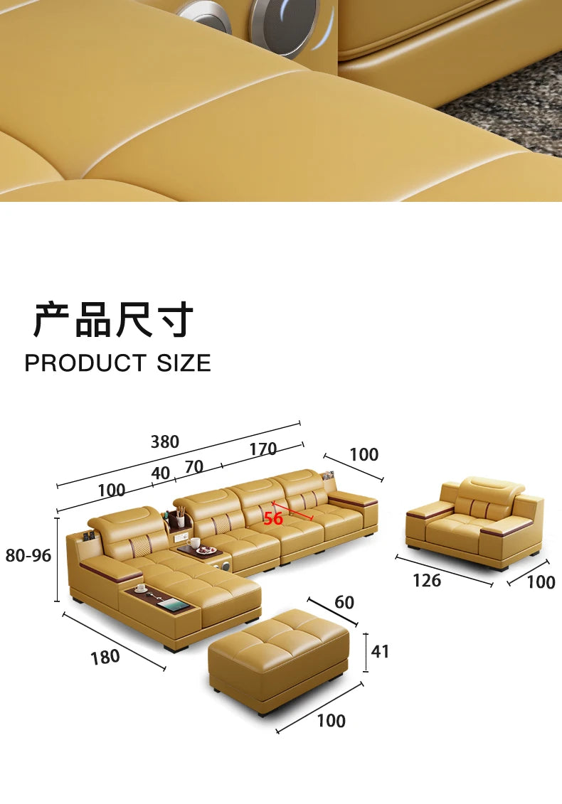 Leather Sofa Modern Simple Living Room Small Apartment Latex Storage Top Layer Leather Sofa