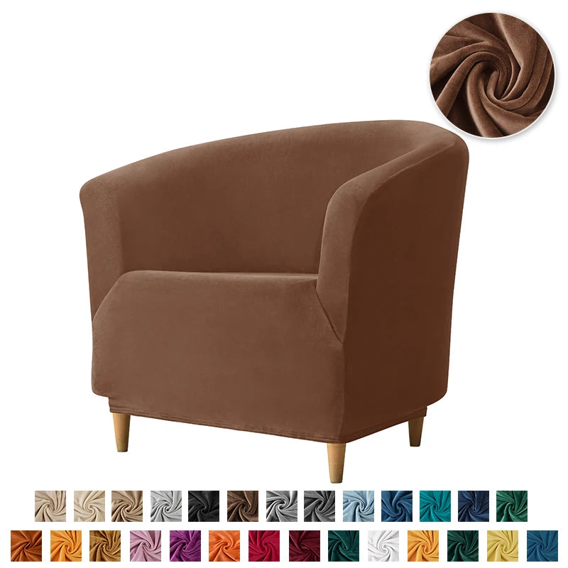 Velvet Tub Cover Chair Jacquard Single Seat Sofa Slipcover 1 Seate Living Room  Furniture Couch Washable Club Armchair Cover