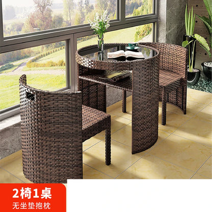 Balcony rattan chair three-piece outdoor courtyard combination small table and chair casual coffee table