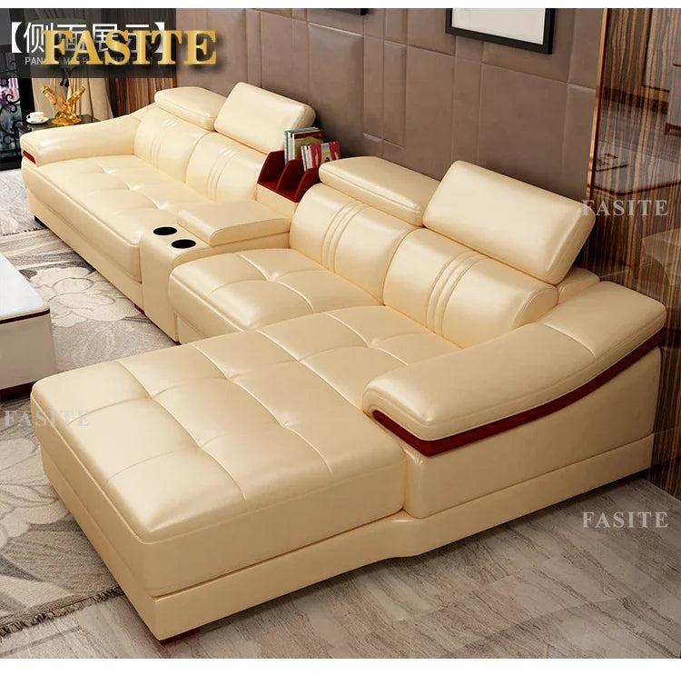 Genuine leather sofa head layer cowhide small unit,simple and modern functional, fashionable leather sofa combination decoration