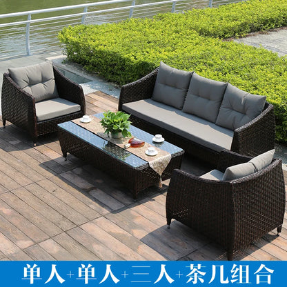 Leisure Courtyard Garden Sofas Outdoor Simple Homestay Coffee Table Garden Sofa Terrace Pe Rattan Furniture Sofá Exterior MHHYSF