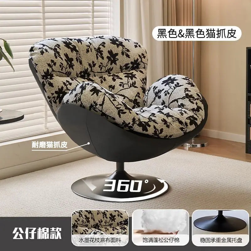Nordic Luxury 360 Degree Rotating Egg Lazy Rocking Chair Leisure Single Sofa for Balcony Living Room Comfortable Relax Lounge