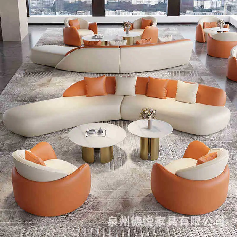 Business office meeting guests negotiation sofa sales office combination VIP