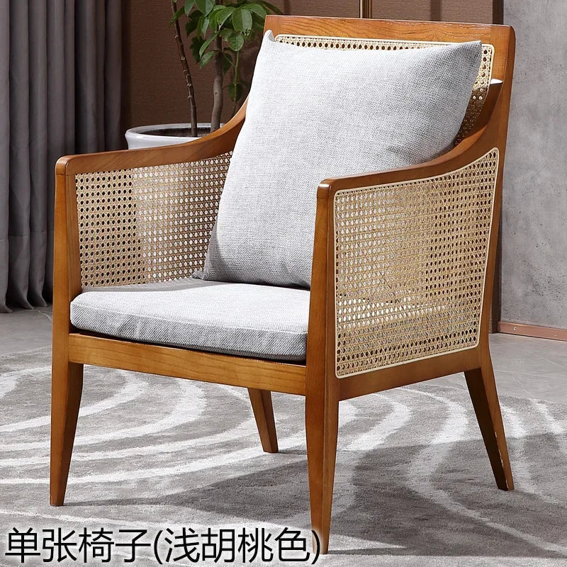 Balcony Rattan Living Room Chairs Outdoor Ergonomic Living Solid Wood Chairs Makeup Simple Fauteuil Salon Furniture Decoration