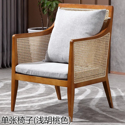 Balcony Rattan Living Room Chairs Outdoor Ergonomic Living Solid Wood Chairs Makeup Simple Fauteuil Salon Furniture Decoration