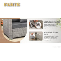 Garden Furniture Set 7 Piece, Patio Couch Sets Chair, PE Rattan Sectional with 45" Fire Pit Table, Garden Furniture Set