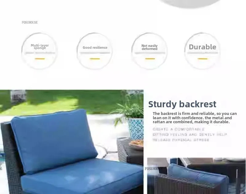 American Modern Courtyard Furniture Leisure Rattan Sofa Chairs Outdoor Country Corner Garden Sofas Patio Furniture Set a