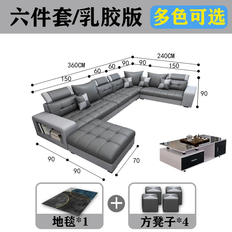 New nano three-proof latex leave-in technology fabric sofa living room size modern fully furnished furniture combination