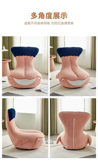 Whale Lazy Sofa Leisure Chair Flannel Rotatable Cute Shark Sofa Single Seat Chair
