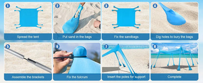 New Lycra Camping Sun Shelter UPF50+ Pop Up Beach Tent Outdoor Shade Beach Canopy for Camping Fishing Backyard Fun or Picnics