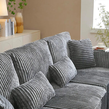 Modular Sectional Sofa Cloud Sectional Couch, 107" Comfy Fluffy L Shaped Dark Grey Couches for Living Room, Deep Seat