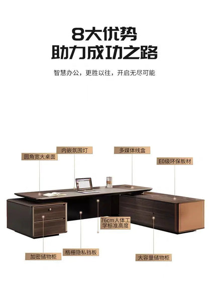 Boss Office President's Desk Light Luxury Advanced Sense Large Class Desk Furniture Chairperson's Office Desk And Chair Combinat