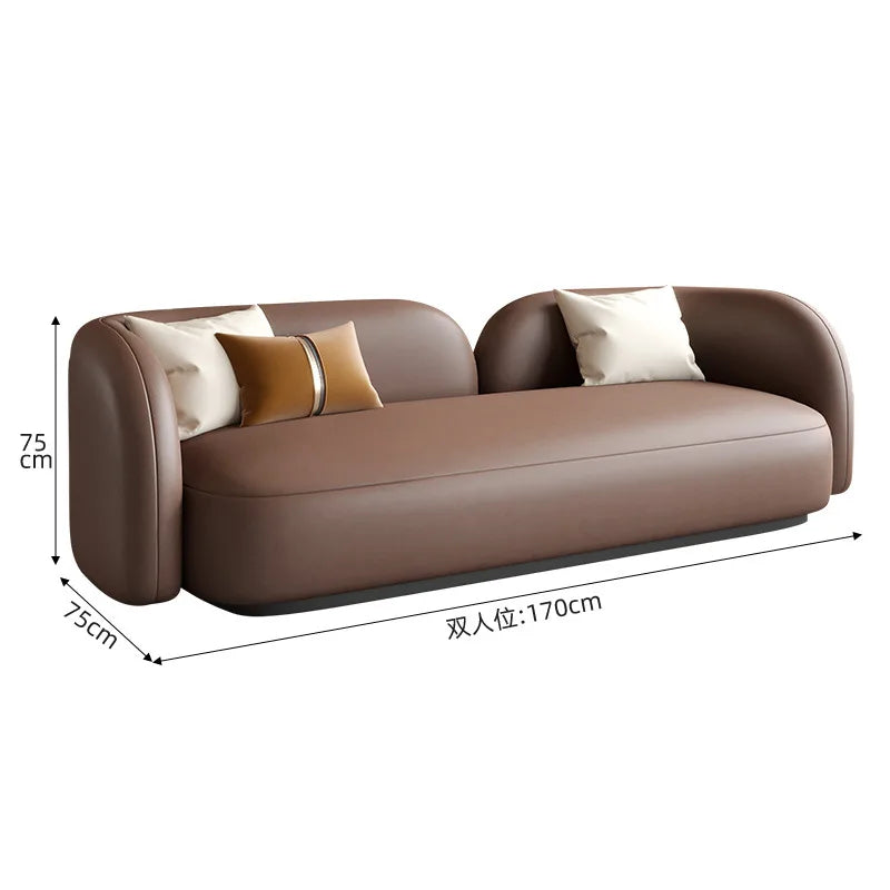 Italian light luxury leather sofa combination modern simple living room reception negotiation table and chair combination