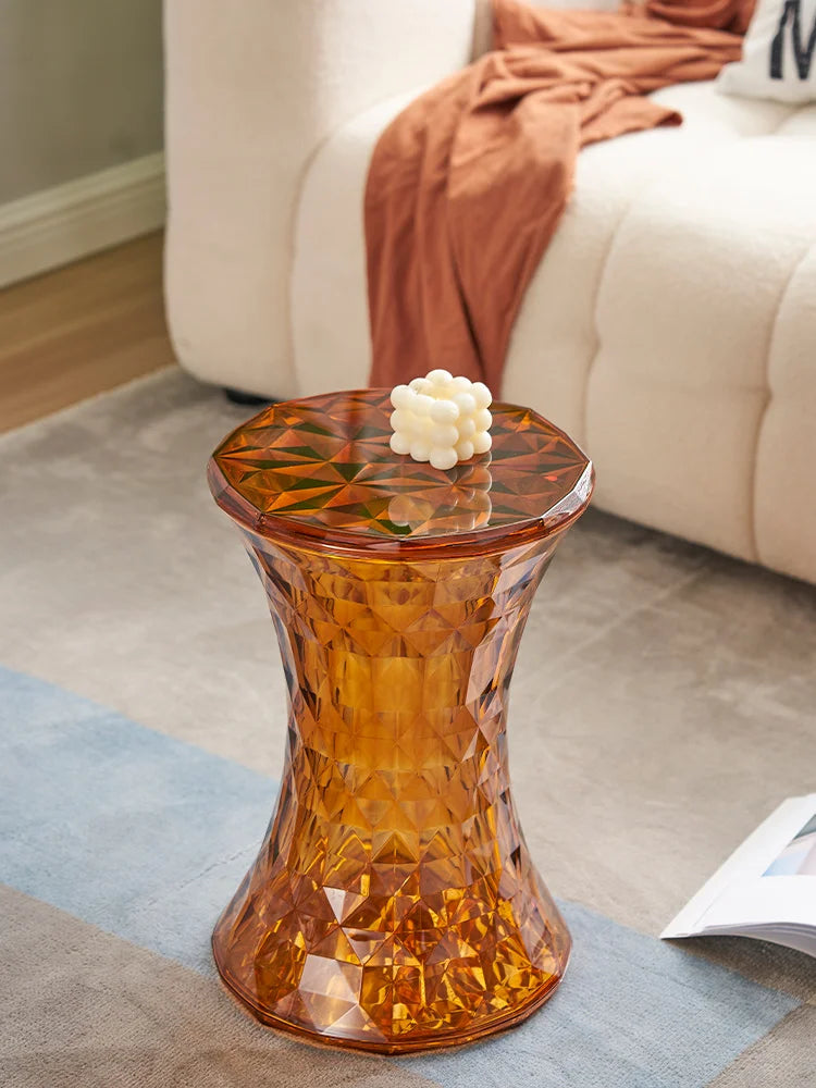 Nordic creative crystal stool Nordic simple color transparent bathroom home shoe changing  creative ins low