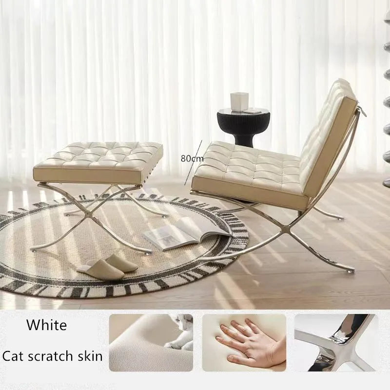 Elegant Barcelona Single Sofa Chair Oil wax skin for Living Room or Bedroom Lazy Lounge Chair Cat scratch skin Sofa Chair