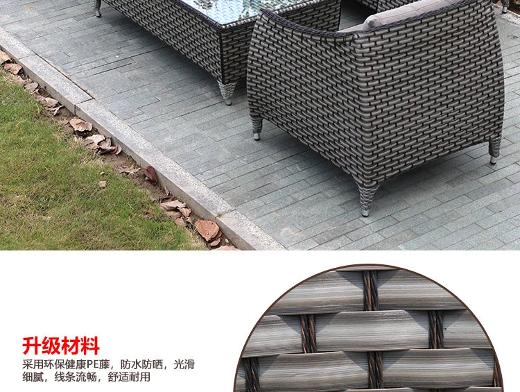 Leisure Courtyard Garden Sofas Outdoor Simple Homestay Coffee Table Garden Sofa Terrace Pe Rattan Furniture Sofá Exterior MHHYSF