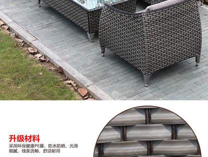 Leisure Courtyard Garden Sofas Outdoor Simple Homestay Coffee Table Garden Sofa Terrace Pe Rattan Furniture Sofá Exterior MHHYSF