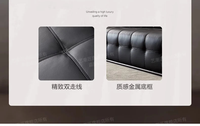 Lawrence leather sofa full green leather living room 2025 new minimalist straight row