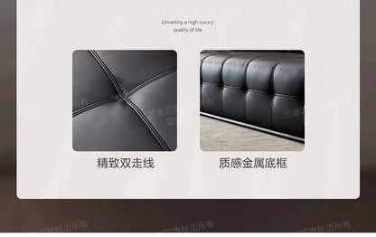 Lawrence leather sofa full green leather living room 2025 new minimalist straight row