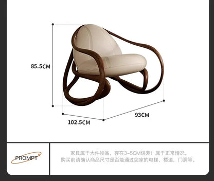 Italian leather sofa, solid wood black walnut balcony, leisure lounge chair, living room rocking chair